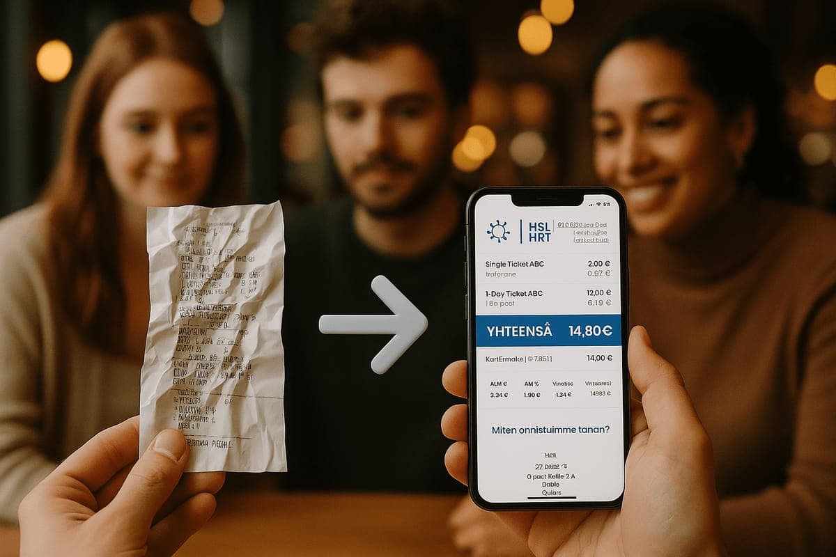 A hand pulling a printed receipt from a countertop card terminal