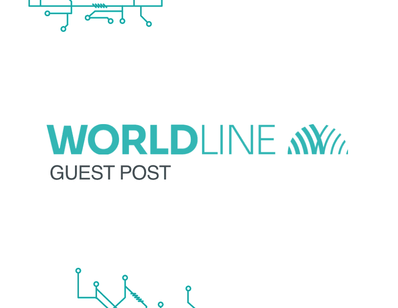 The Worldline logo above the words Guest Post, on a white background with teal circuit lines